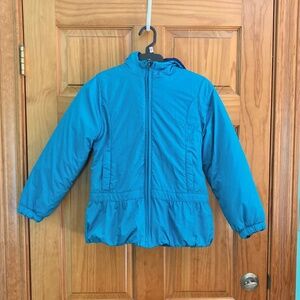 Lands’ End girl’s size 7-8 teal coat, winter coat with warm, cozy lining